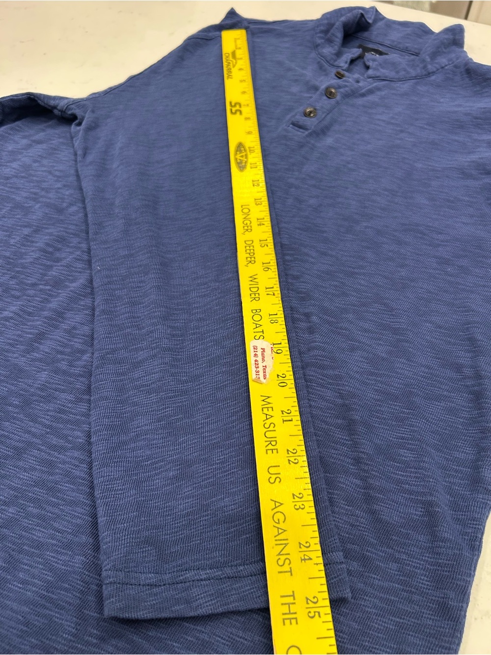 Lucky Brand Men's Large Navy Blue 100% Cotton Slub Long Sleeve Polo Shirt - Picture 6 of 11